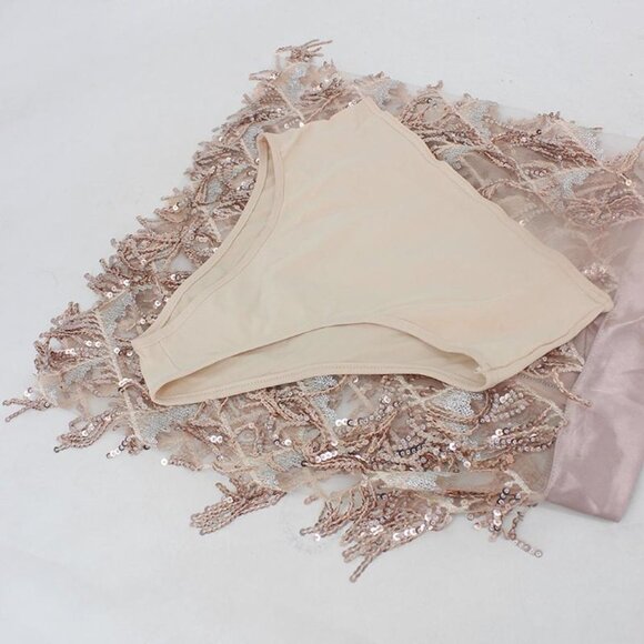 Bodycon Dress Women Deep V Neck Tassel Sequined - Picture 4 of 5